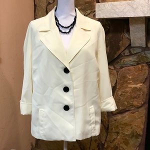 Pale yellow blazer jacket with black buttons